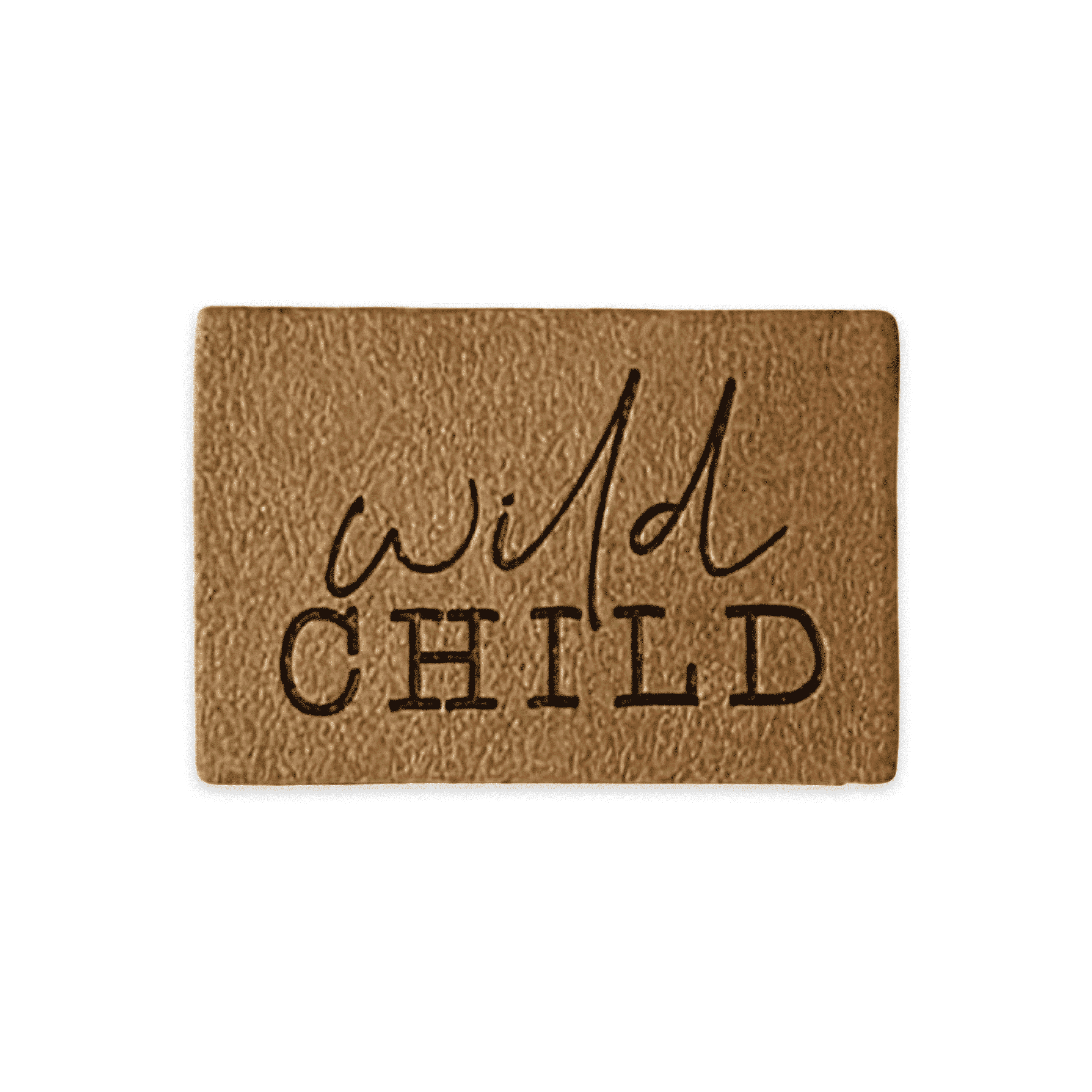 2 Aufnäher Iron-on Kunstlederlabel "wild child"