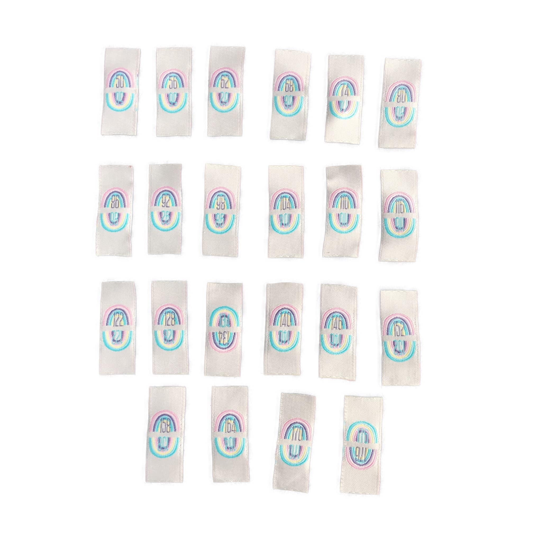 Größenetiketten zum Einnähen Regenbogen