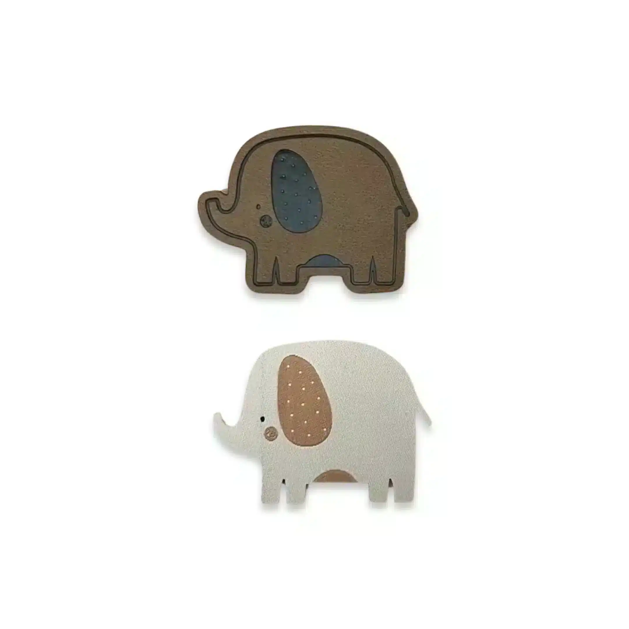 Set aus 1 Lederlabel Elefant und 1 Weblabel Elefant rosa mit Iron-on Beschichtung