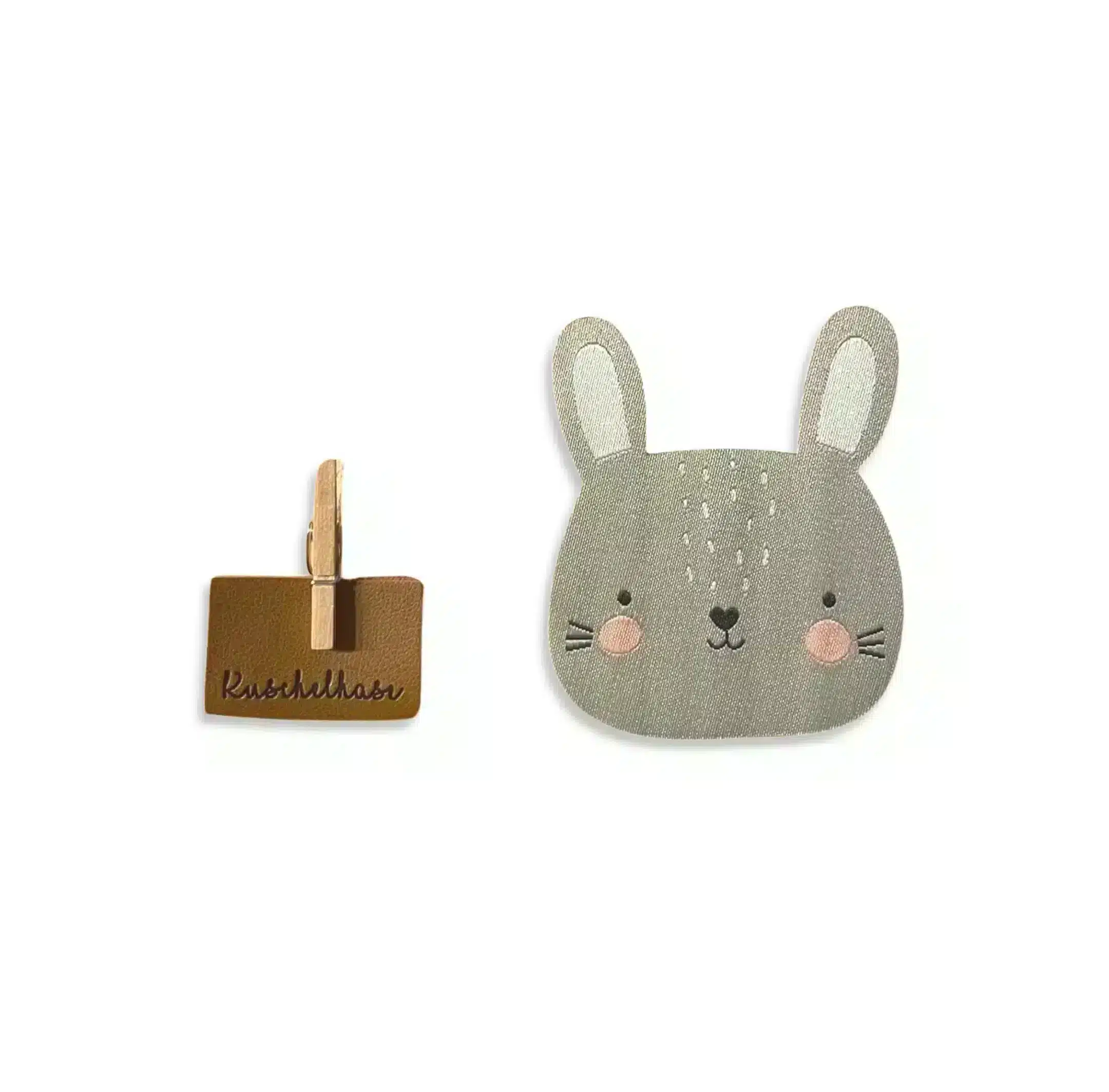 1Set Lederlabel "Kuschelhase" und Web-Patch "Hase"