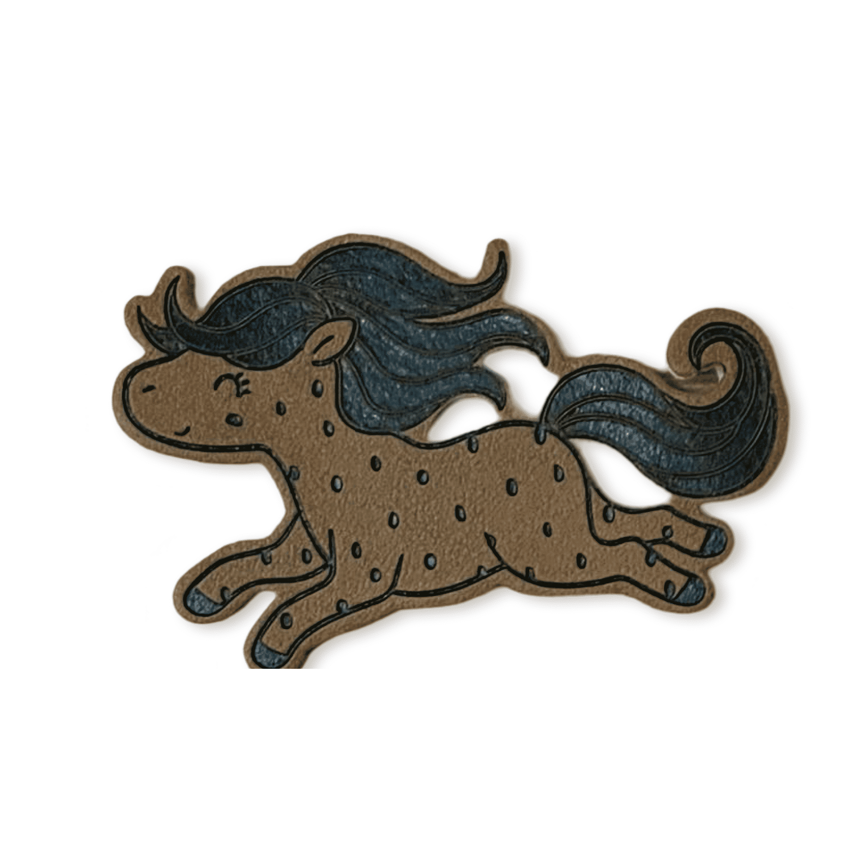 2 Aufnäher Iron-on Kunstlederlabel "Pony"