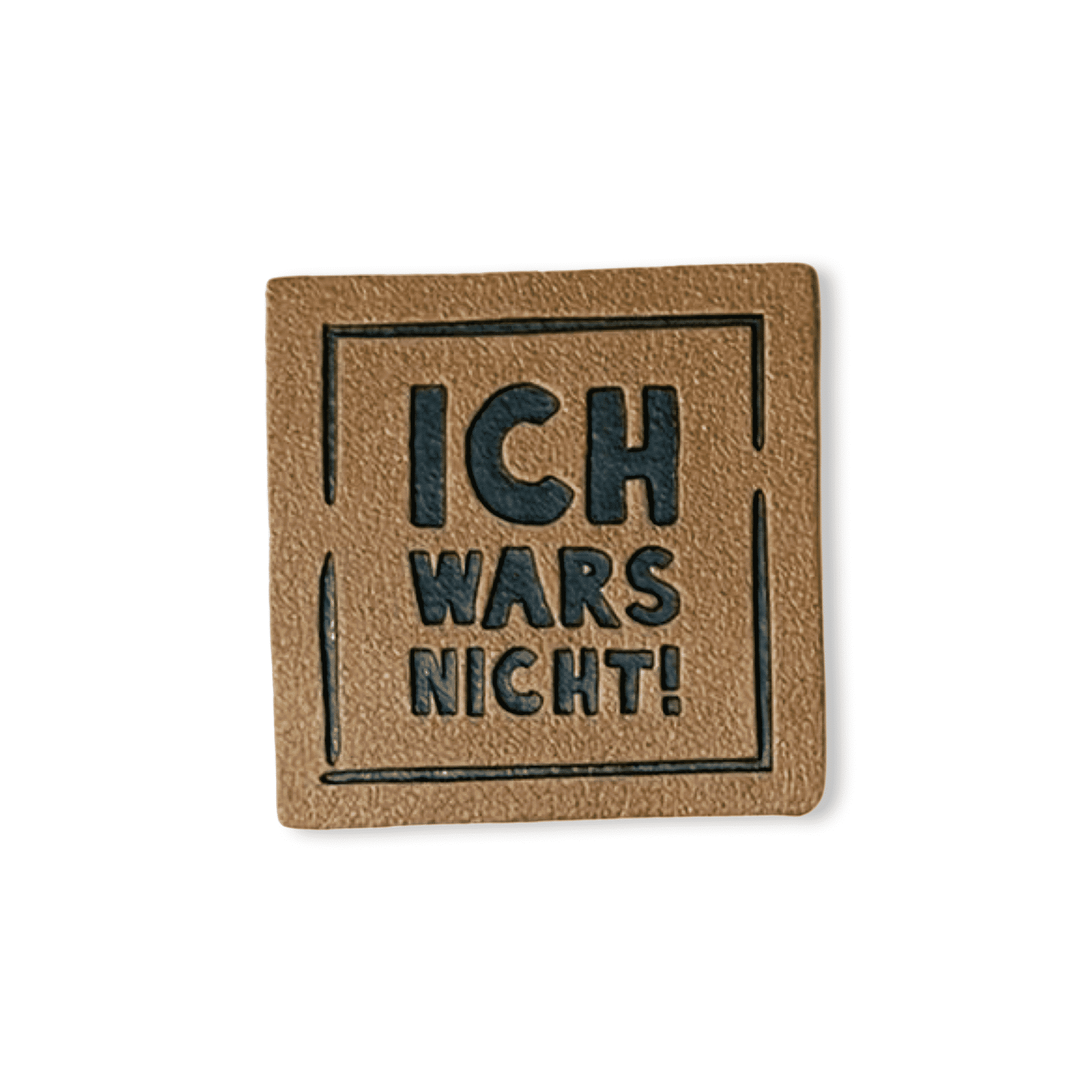 2 Aufnäher Iron-on Kunstlederlabel "Ich wars nicht!"