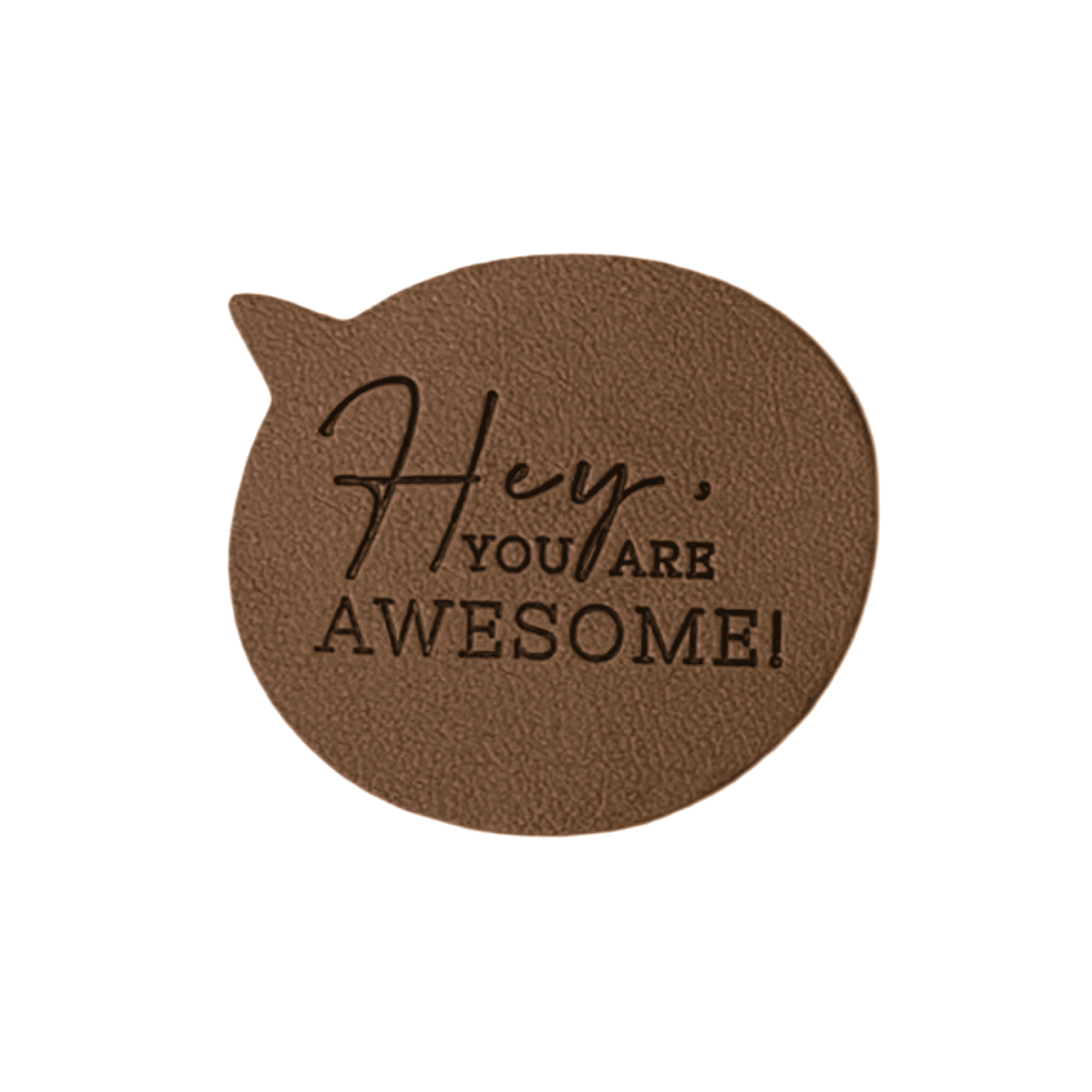 2 Aufnäher Iron-on Kunstlederlabel "Hey, you are awesome!"