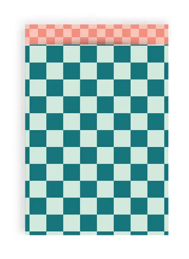 Papiertüte Blue Check /Lachs 17x25mm