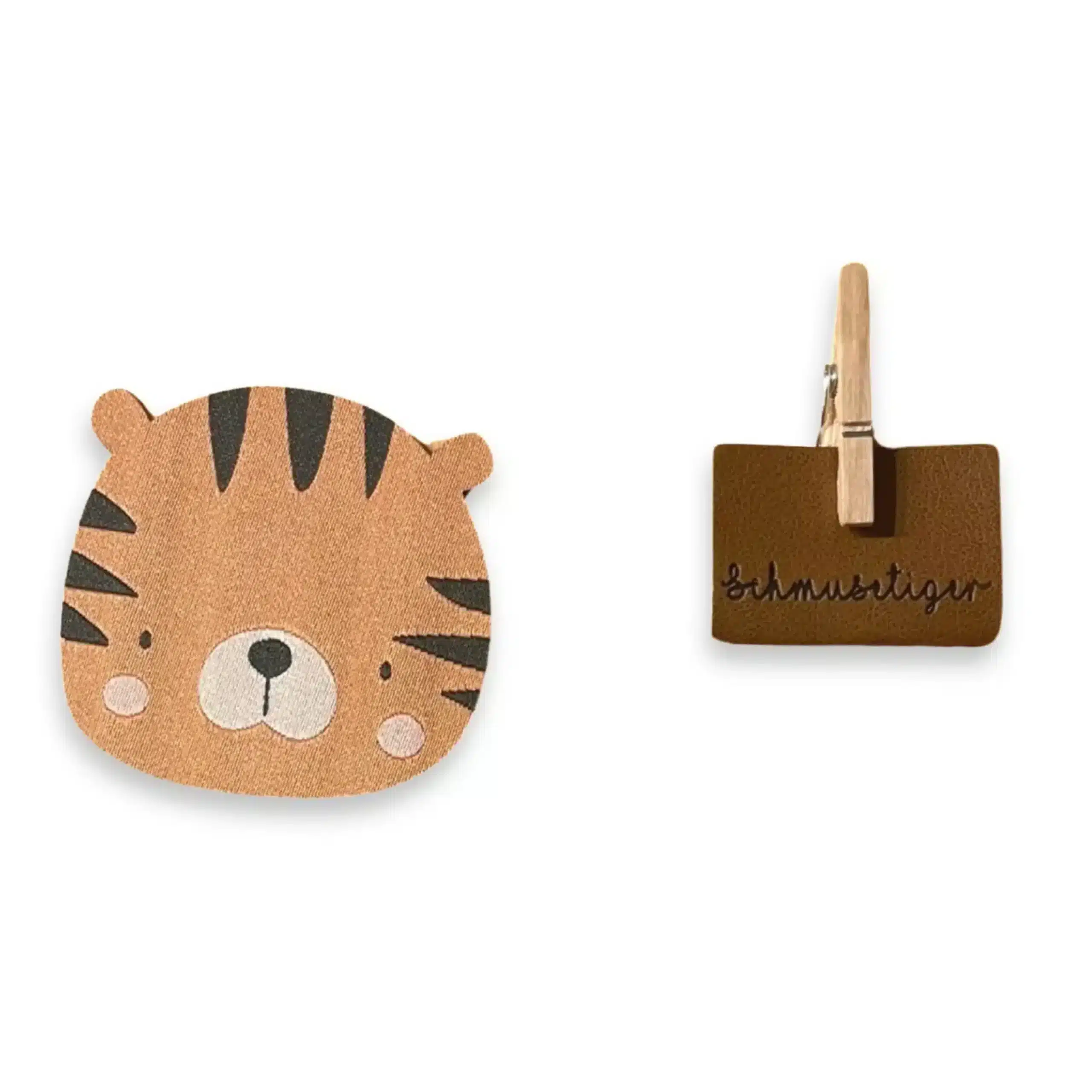 1Set Lederlabel "Schmusetiger" und Web-Patch "Tiger"