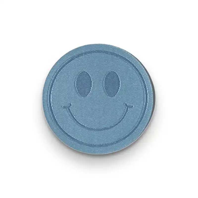 Weblabels Smiley Blaugrau Iron-On