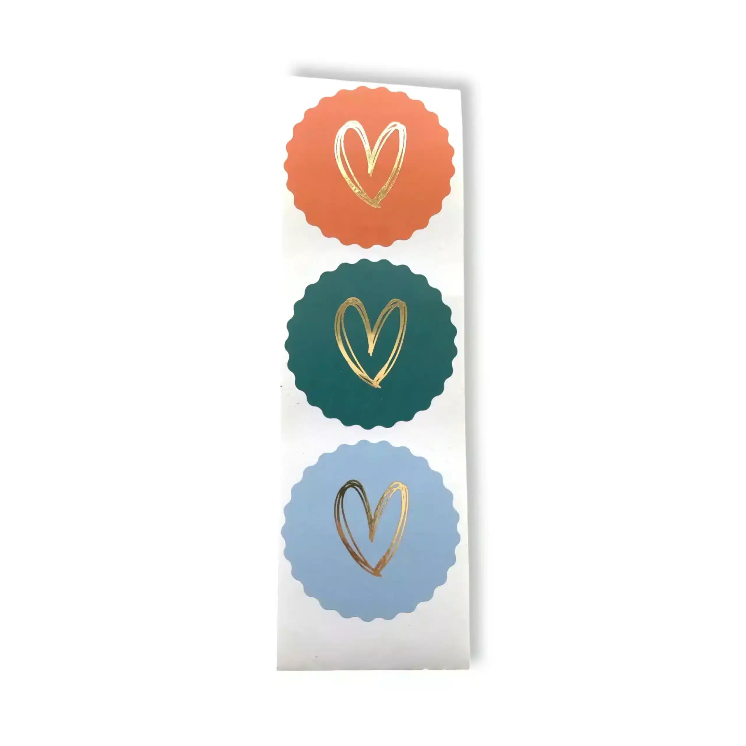 Sticker gold-Effekt Doodle Herz orange-petrol-blau 55mm