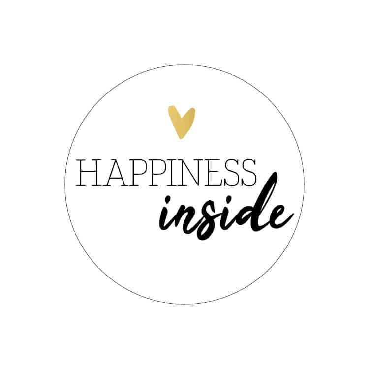 Sticker gold-Effekt Happiness inside weiss 40mm