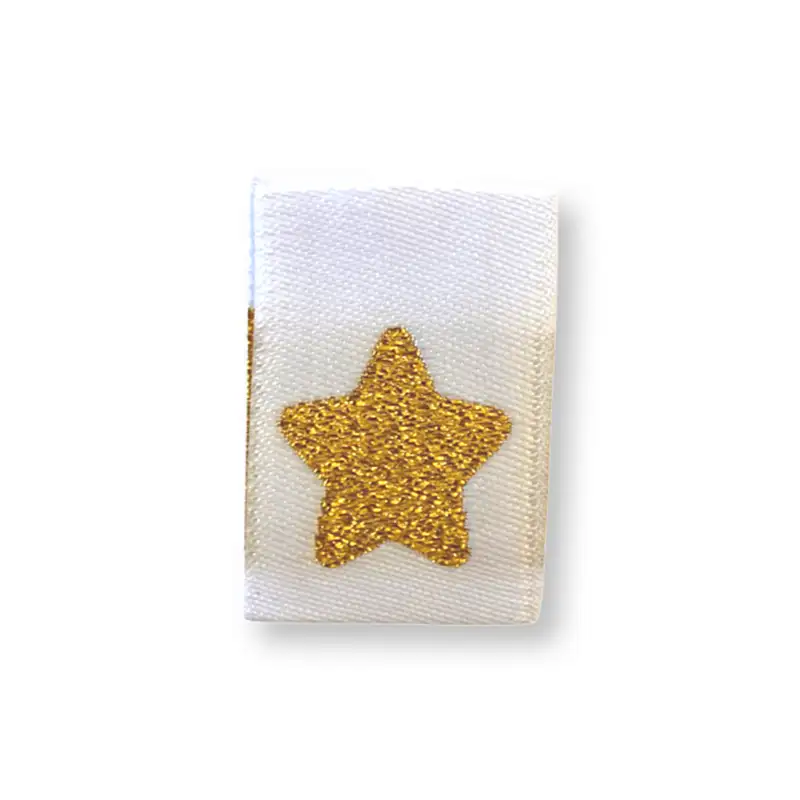 Weblabel weiß mit Aufdruck goldener Stern