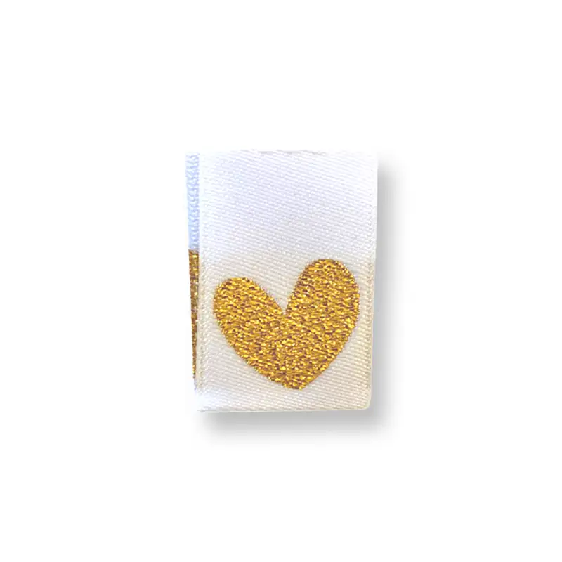 Weblabel weiß mit Aufdruck goldenes Herz