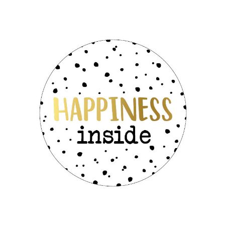 Sticker gold-Effekt Happiness inside dots 40mm